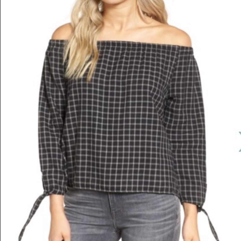 🆕Madewell Plaid Off The Shoulder Top